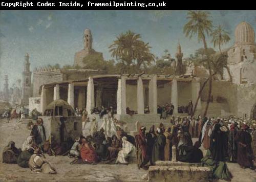 Wilhelm Gentz Crowds Gathering before the Tombs of the Caliphs, Cairo